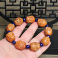 Thunderstruck Jujube Wood Eighteen Figures Bracelet | Hand Carved Character Beads Lapis Lazuli Artistic Collectible