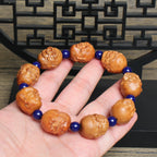 Thunderstruck Jujube Wood Eighteen Figures Bracelet | Hand Carved Character Beads Lapis Lazuli Artistic Collectible