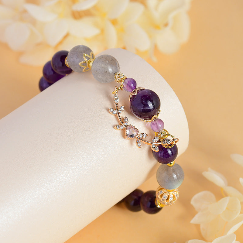Scorpio Zodiac Sign Bracelet | Amethyst Moonstone Astrology Intuition Wealth Jewelry