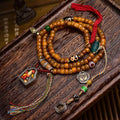 Tibetan Camel Bone 108 Prayer Beads Bracelet | Thangka Gau Box Amulet Turquoise Meditation Mala Jewelry