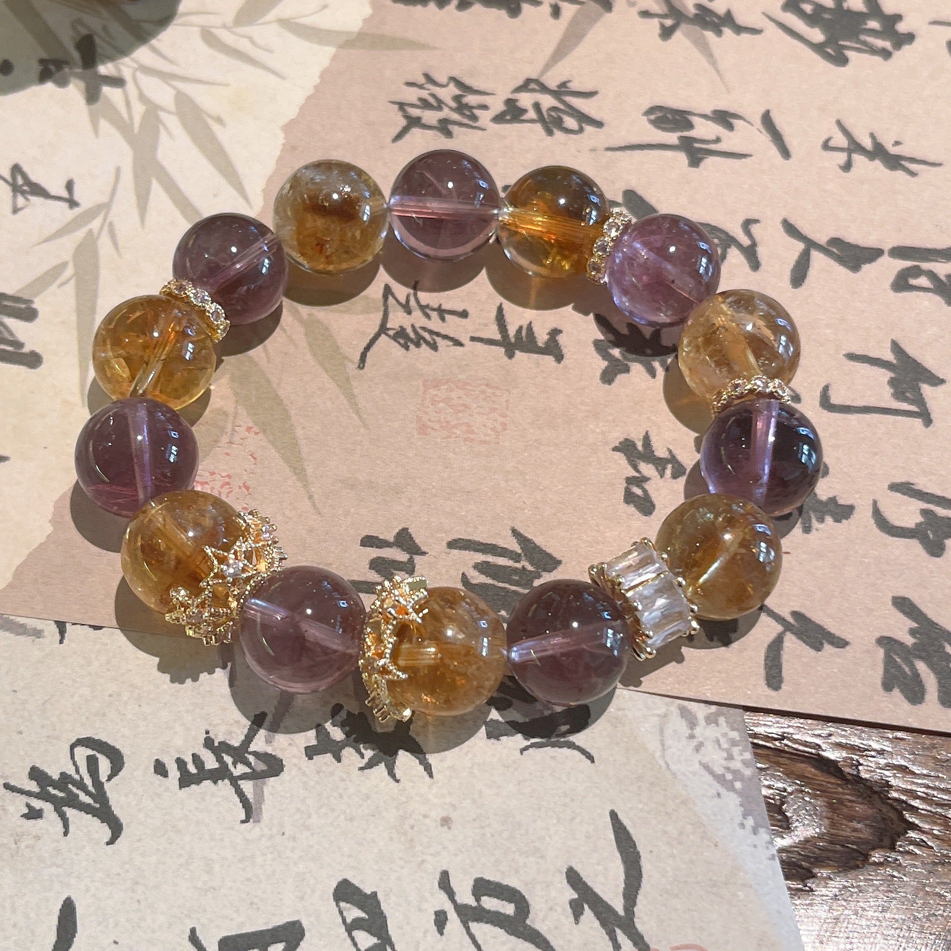 Amethyst Citrine Dual Bracelet | Wealth Wisdom Prosperity Spirituality Crystal Jewelry