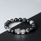 Pixiu Wealth Guardian Activation Stone Bracelet - Black Obsidian Fortune Protection Money Magnet