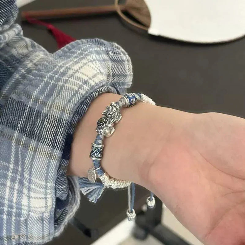 Tibetan Couple Bracelet Set | Pixiu Wealth Prayer Wheel Blessing Mala His Hers