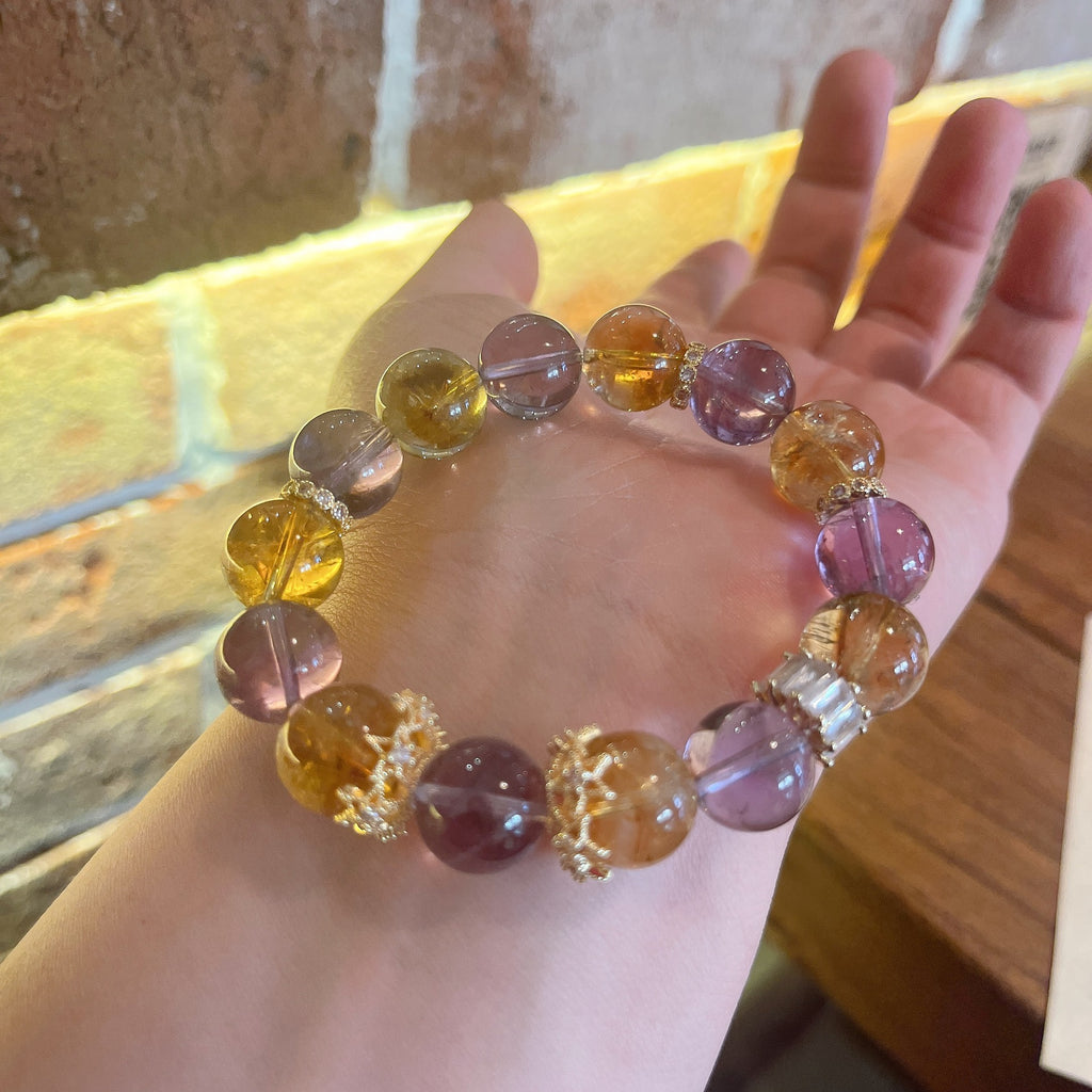 Amethyst Citrine Dual Bracelet | Wealth Wisdom Prosperity Spirituality Crystal Jewelry