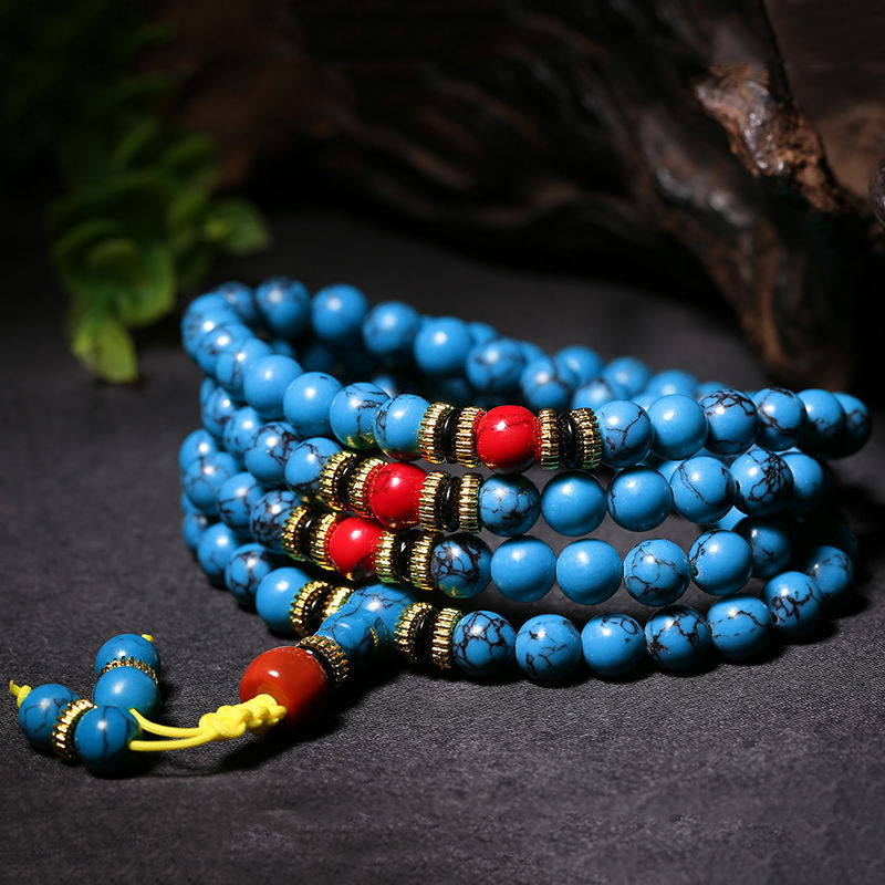 Blue Turquoise 108 Bead Bracelet | Throat Chakra Communication Mala