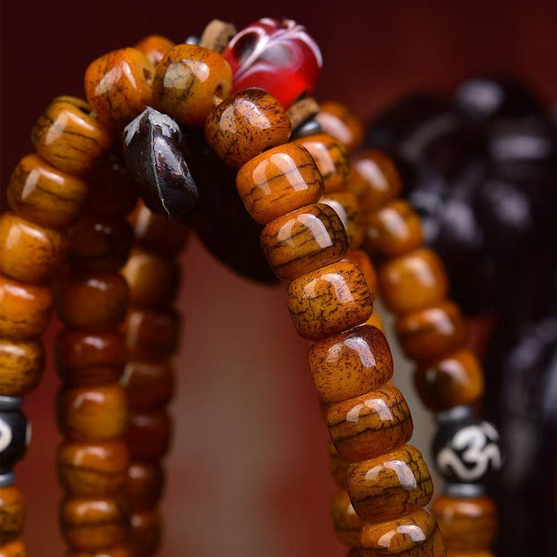 Tibetan 108 Prayer Beads Bracelet | Pixiu Vajra Wealth Guardian Adjustable Meditation Mala Jewelry