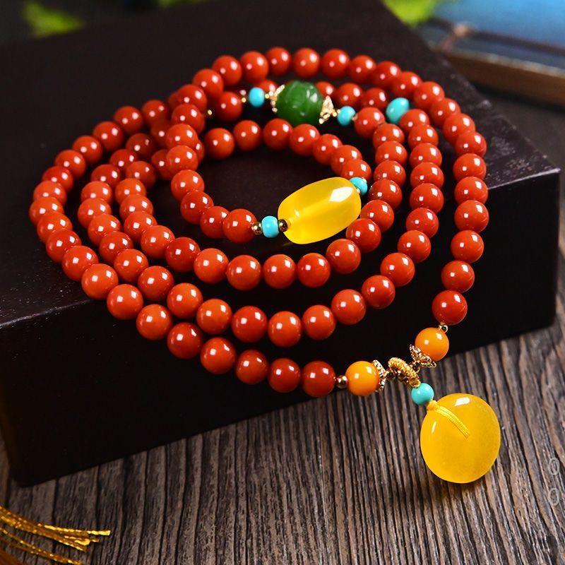 Red Agate 108 Bead Bracelet | Emotional Balance Vitality Healing Mala