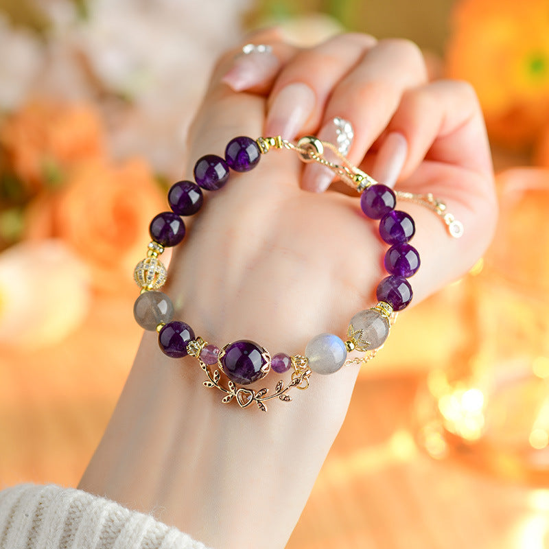 Scorpio Zodiac Sign Bracelet | Amethyst Moonstone Astrology Intuition Wealth Jewelry