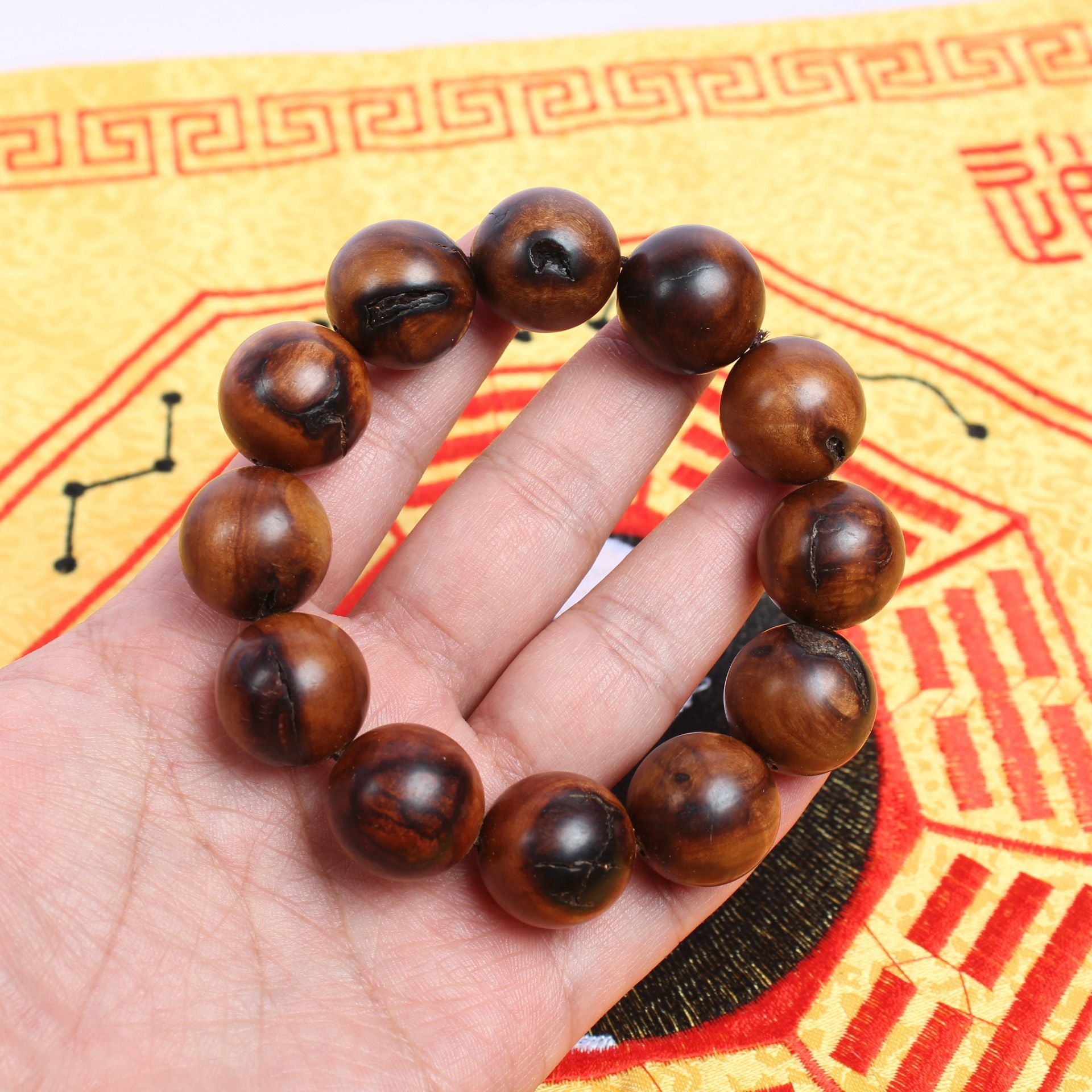 Lightning Strike Jujube Wood Bracelet | Natural Thunder Scar Pattern Pure Yang Rare Taoist Artifact Beads