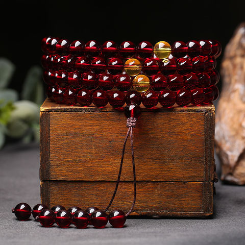 Blood Amber 108 Bead Bracelet | Vitality Energy Circulation Boost Mala