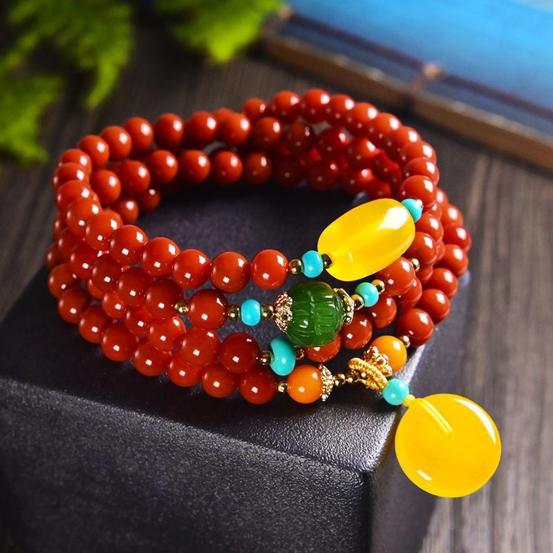 Red Agate 108 Bead Bracelet | Emotional Balance Vitality Healing Mala
