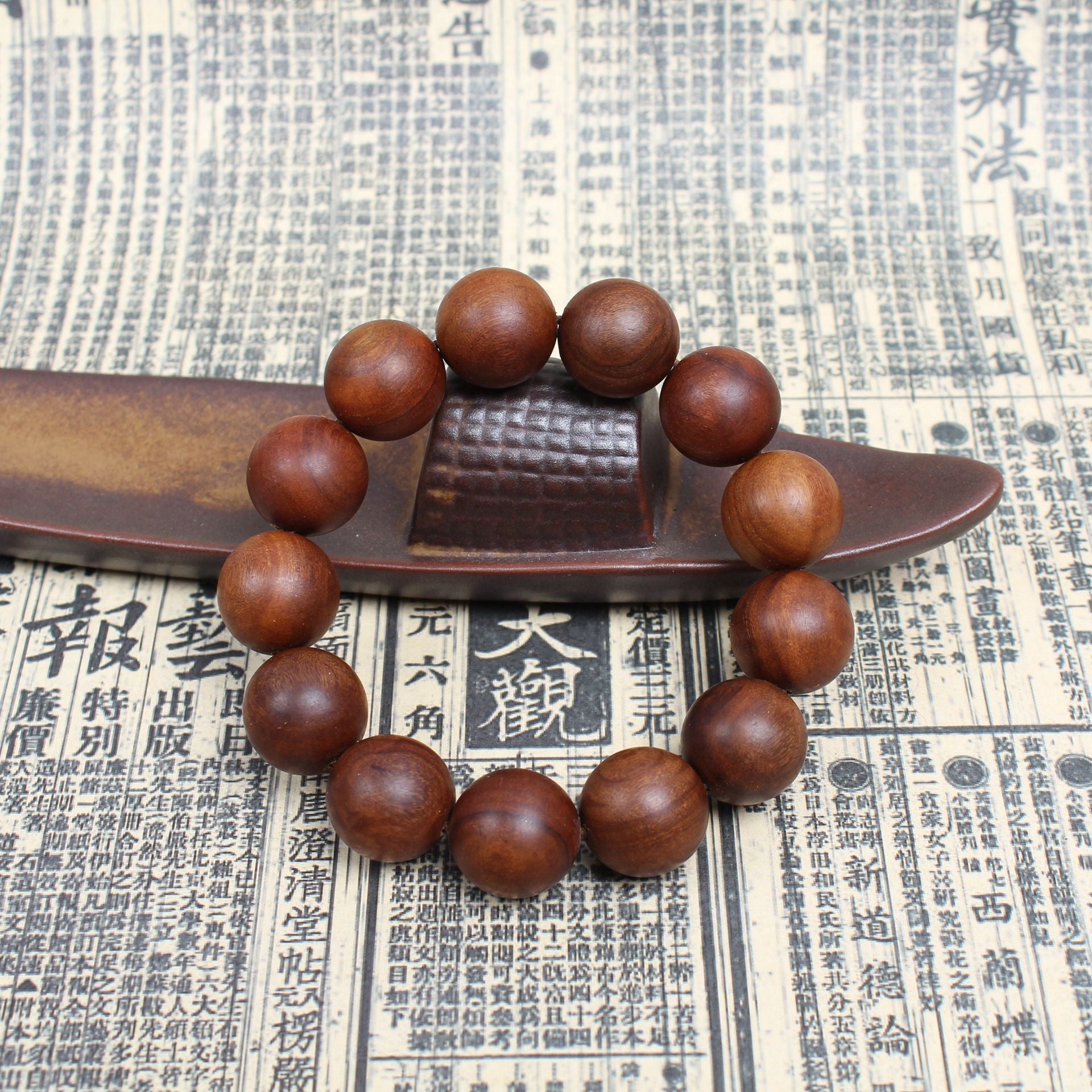 Aged Thunderstruck Jujube Wood Bracelet | 20mm Large Beads Mirror Polish High Density Dark Wood Men's Prayer Jewelry
