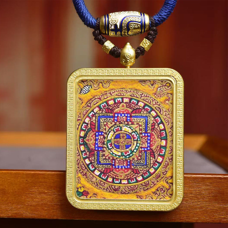 Tibetan Mandala Thangka Amulet | Meditation Jewelry Wealth Attraction Dzi Agate Energy Balance Necklace