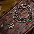 Tibetan Three-Eye Dzi 108 Prayer Beads Bracelet | Meditation Mala Agate Buddha Spiritual Jewelry
