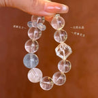 Aquamarine Clear Quartz Crystal Bracelet | Calming Tranquil Stress Relief Peaceful Jewelry