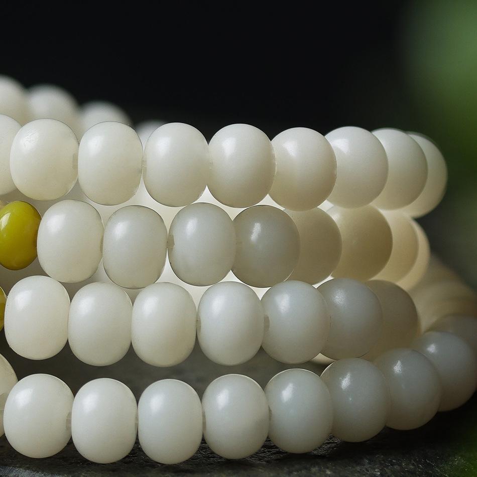 White Jade Bodhi 108 Bead Bracelet | Spiritual Purification Mental Clarity Mala