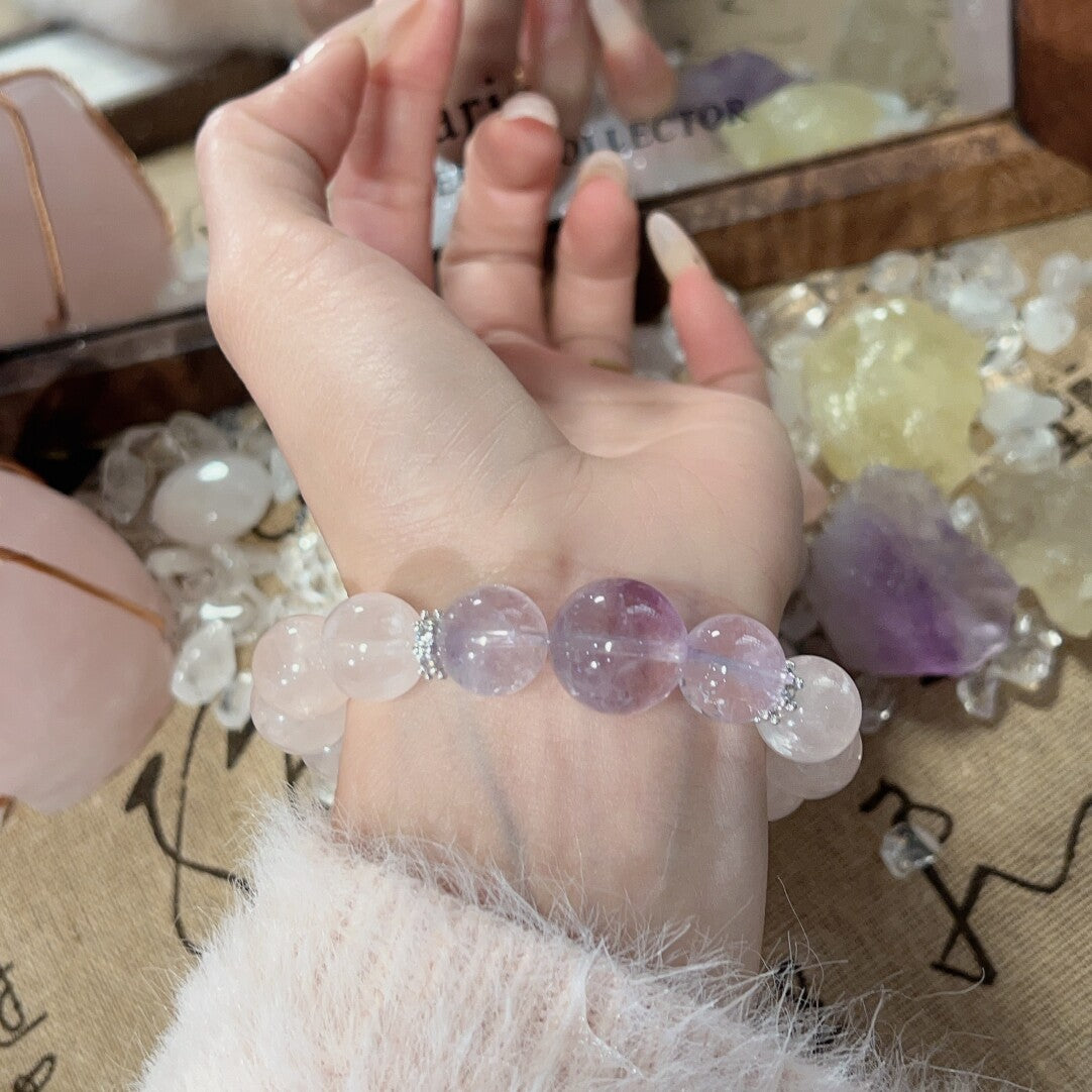 Rose Quartz Lavender Amethyst Bracelet | Emotional Love Peace Gentle Crystal Jewelry