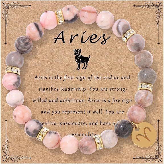 Pink Zebra Stone Zodiac Bracelet | Love Romance Attraction Astrology Fortune Jewelry