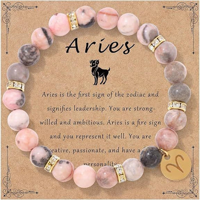 Pink Zebra Stone Zodiac Bracelet | Love Romance Attraction Astrology Fortune Jewelry