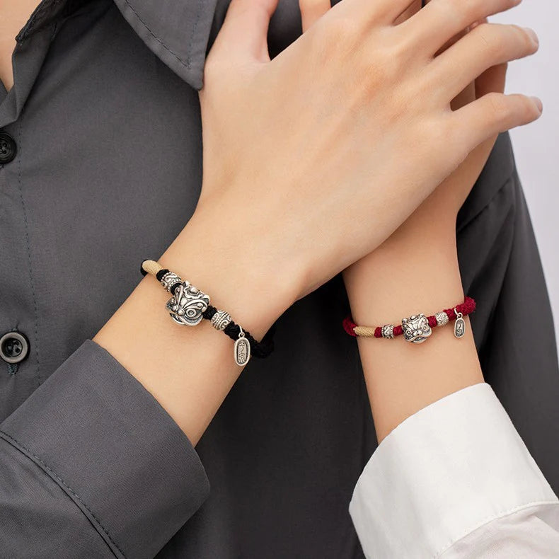 925 Sterling Silver Lion Couple Bracelet | Eternal Love Protection Matching His Hers