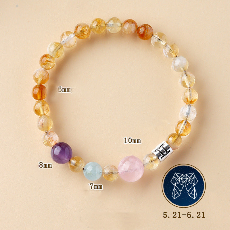 12 Zodiac Signs Crystal Bracelet | Multi-Stone Harmony Balance Astrology Jewelry