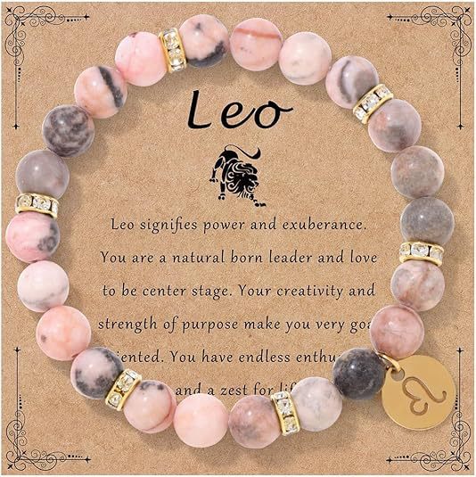 Pink Zebra Stone Zodiac Bracelet | Love Romance Attraction Astrology Fortune Jewelry