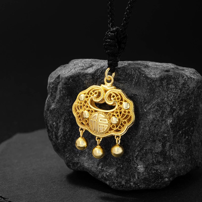 Taiji Aura Eastern Peace Lock Energy Pendant | Sterling Silver Protection Yin Yang Feng Shui Blessing Necklace