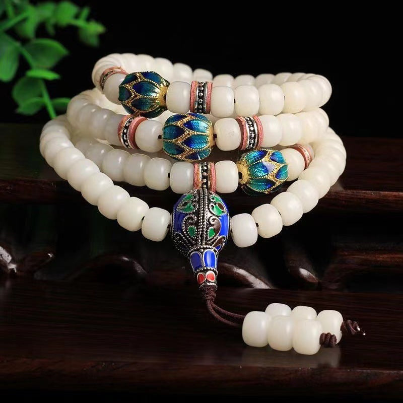 White Jade Bodhi 108 Bead Bracelet | Energy Purification Cleansing Mala