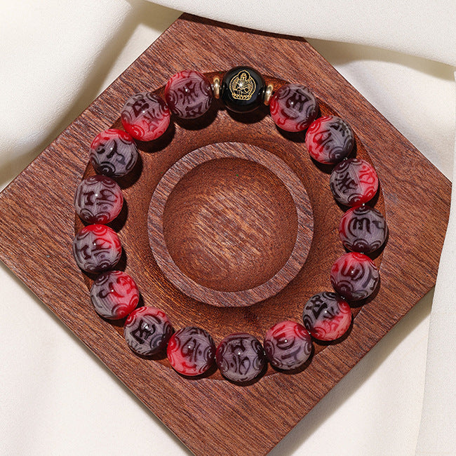 Purple Carved Crystal Bracelet | Sacred Fortune Blessing Mystical Energy Protection