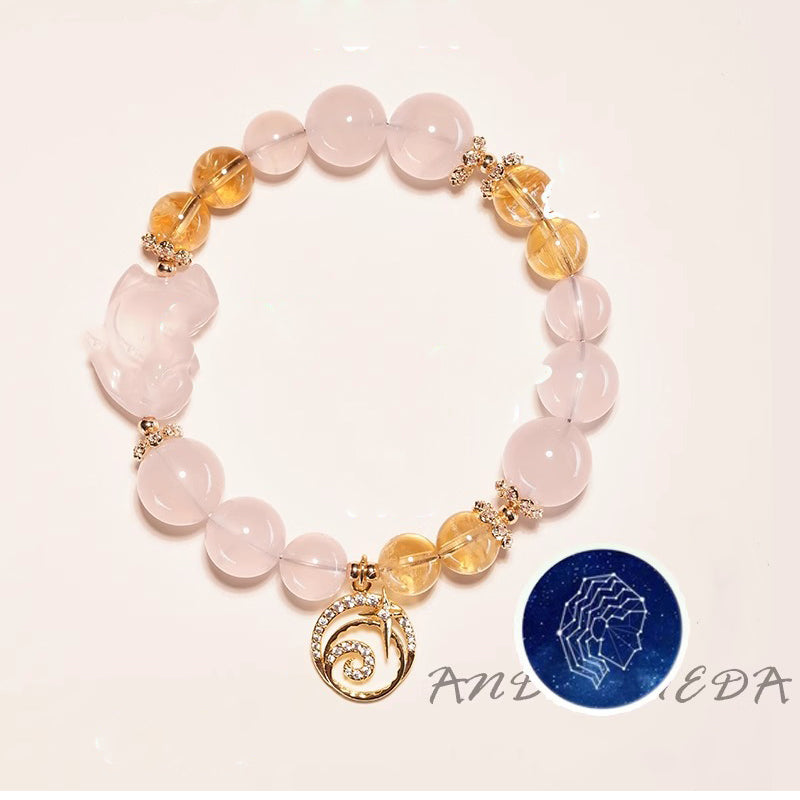 Multi-Crystal Zodiac Bracelet | Wealth Love Protection Astrology Rose Quartz Citrine